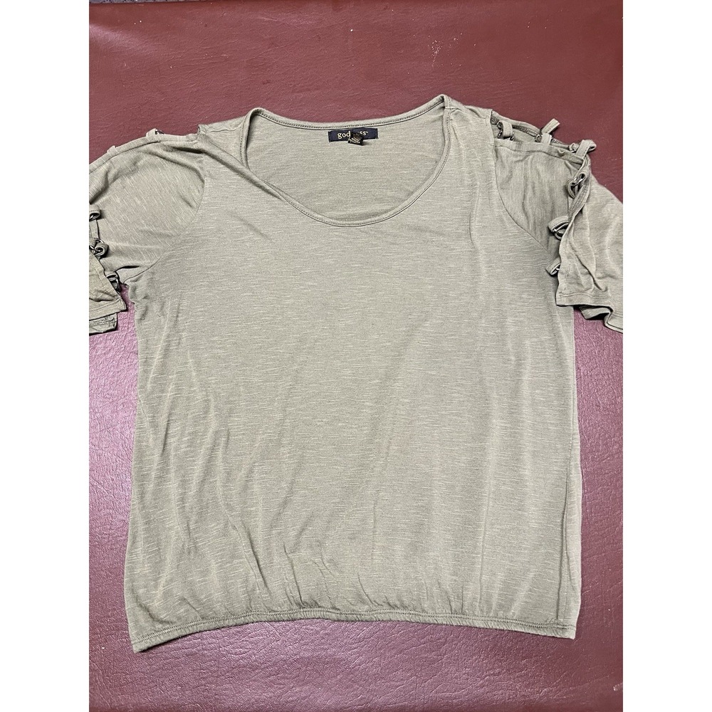 Goddess Cold Shoulder Olive Green Knit Blouse Sz. XL‎